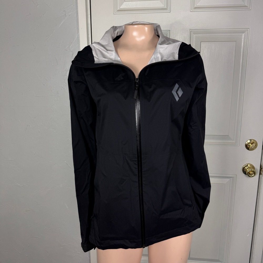 NEW Black Diamond Stormline Zip Jacket S Lightweight Hooded Rain Coat Stretch W8